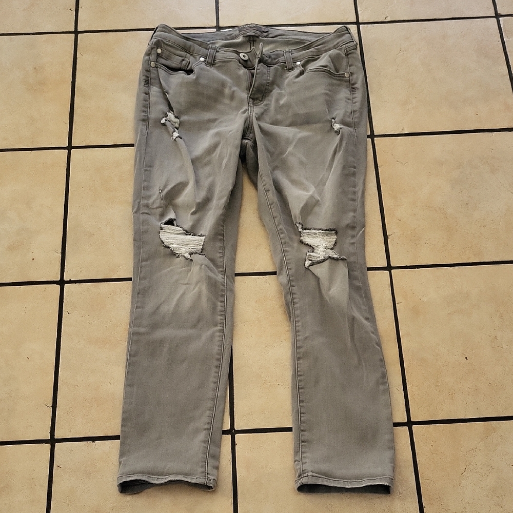 Torrid Light Gray Ripped Skinny Jeans